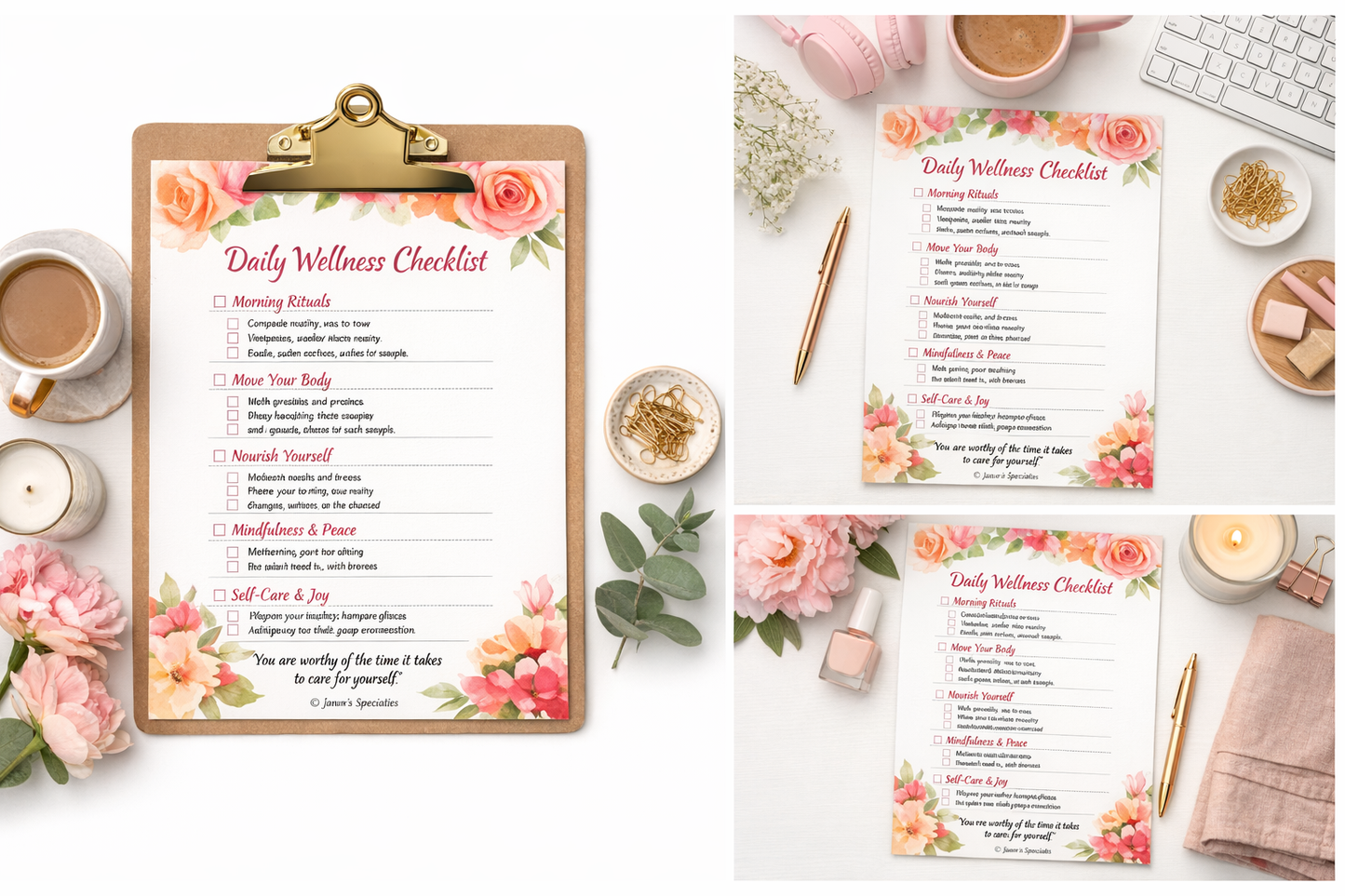 Daily Wellness Checklist ā Self-Care Printable