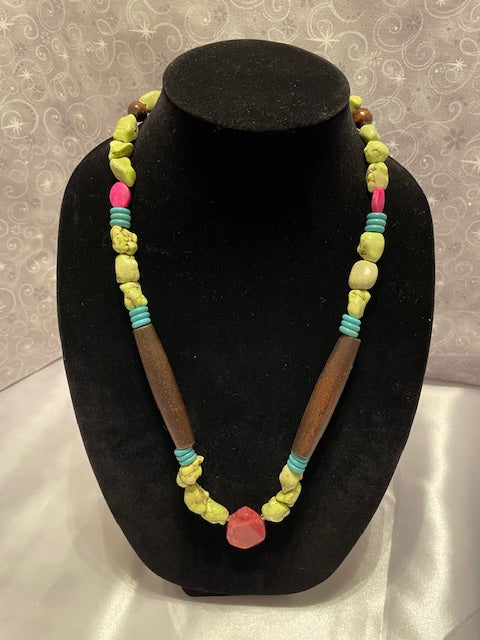 Green turquoise and wood