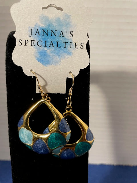 Blue and Gold color metal Earrings