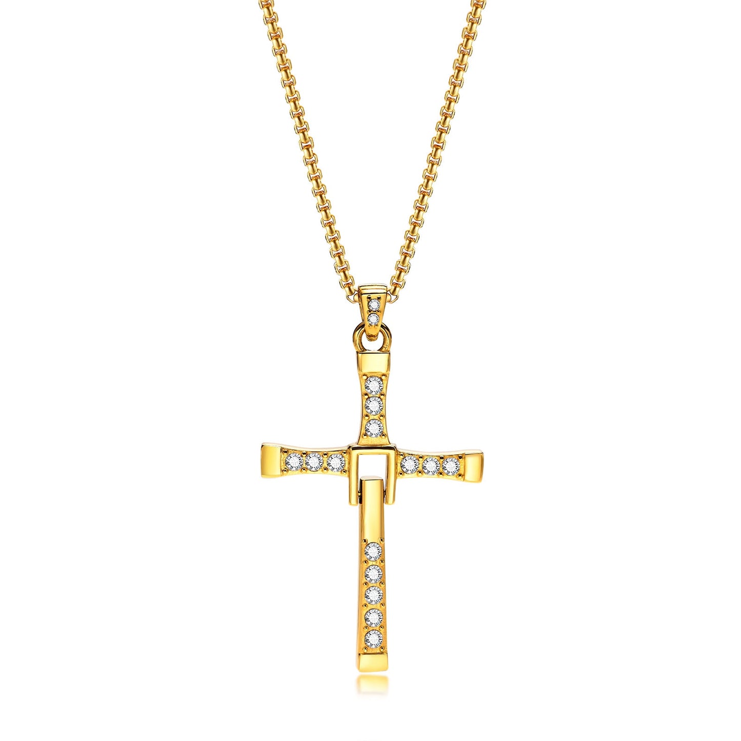 Meaeguet Stainless Steel Cross Necklaces Pendants Fashion Movie jewelry The Fast and The Furious Toretto Men CZ Necklace