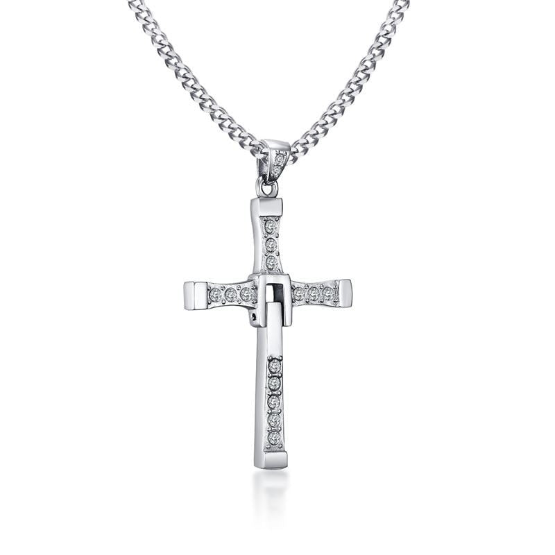 Meaeguet Stainless Steel Cross Necklaces Pendants Fashion Movie jewelry The Fast and The Furious Toretto Men CZ Necklace